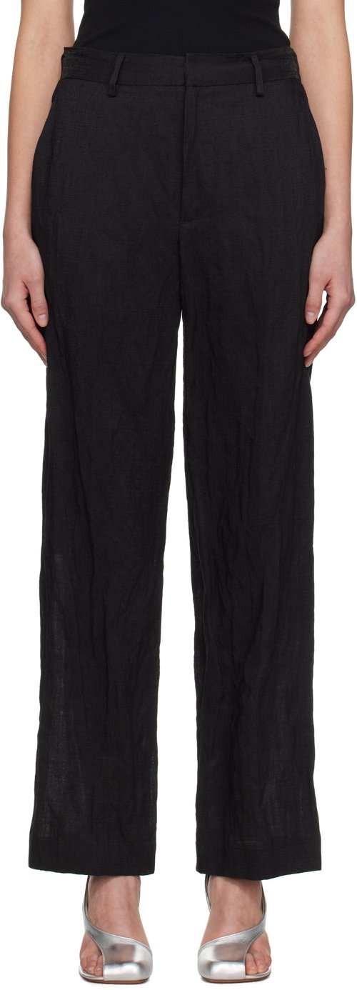 MM6 Maison Margiela Crinkled Metallic Tailoring Trousers - Black - S52KA0521 M35253900