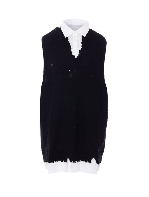 MM6 Maison Margiela Distressed Knit Vest Dress - S52DA0076M13220900