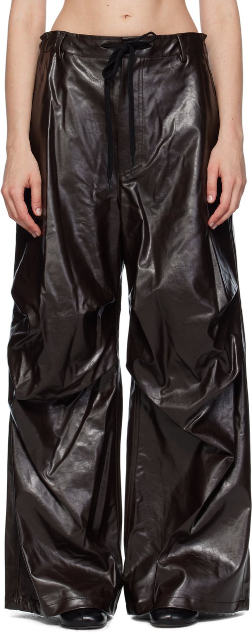 MM6 Maison Margiela Draped Faux-Leather Trousers - Burgundy - S52KA0510 M35465144