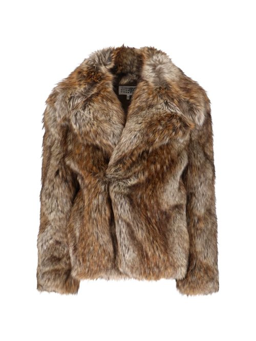 MM6 Maison Margiela Brown & Beige Hook-Eye Faux-Fur Jacket - Natural - S52AM0326M35464001F