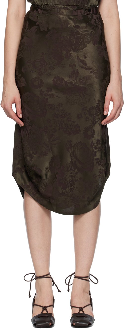 MM6 Maison Margiela & Floral Midi Skirt - Khaki/Burgundy - S52ME0025M35471001J