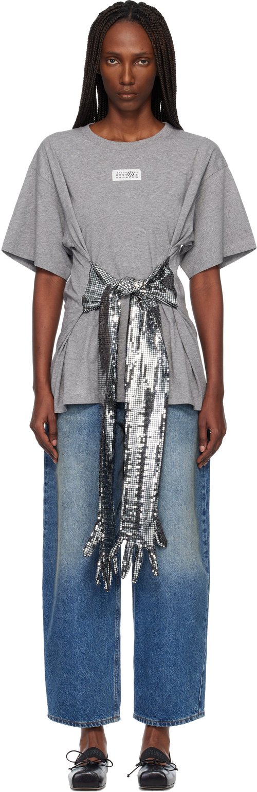MM6 Maison Margiela Gray Cotton Gloves T-shirt - Light Grey Mela - S52GC0358M20170856M