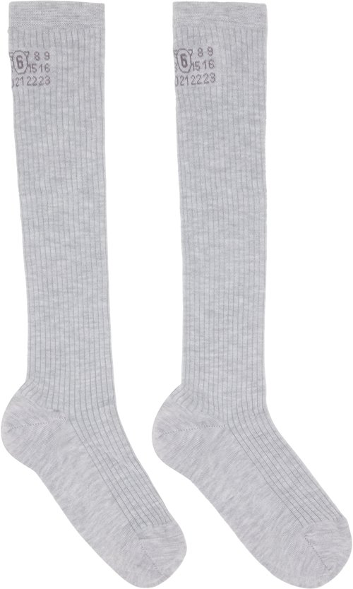 MM6 Maison Margiela Gray Knee-High Socks - Light Grey - S52TL0038 M13244856