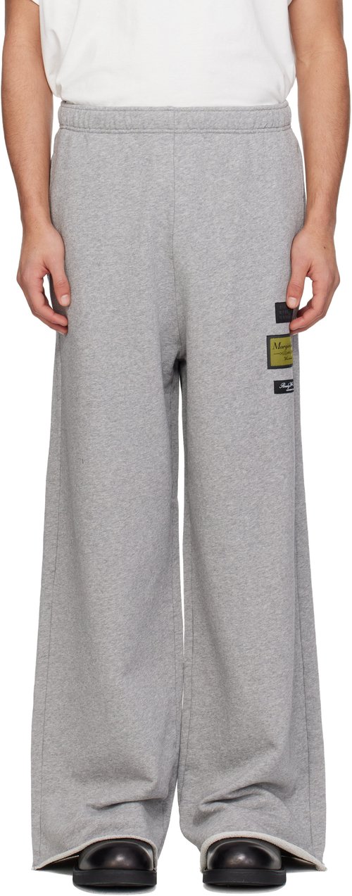MM6 Maison Margiela Wide Leg Sweatpants With Labels - Light Grey Mela - SH0KA0072M25025853M