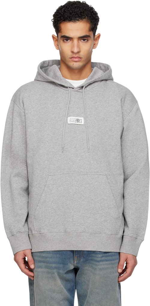 MM6 Maison Margiela Gray Logo Patch Hoodie - Light Grey Mela - SH0GU0042M25025853M