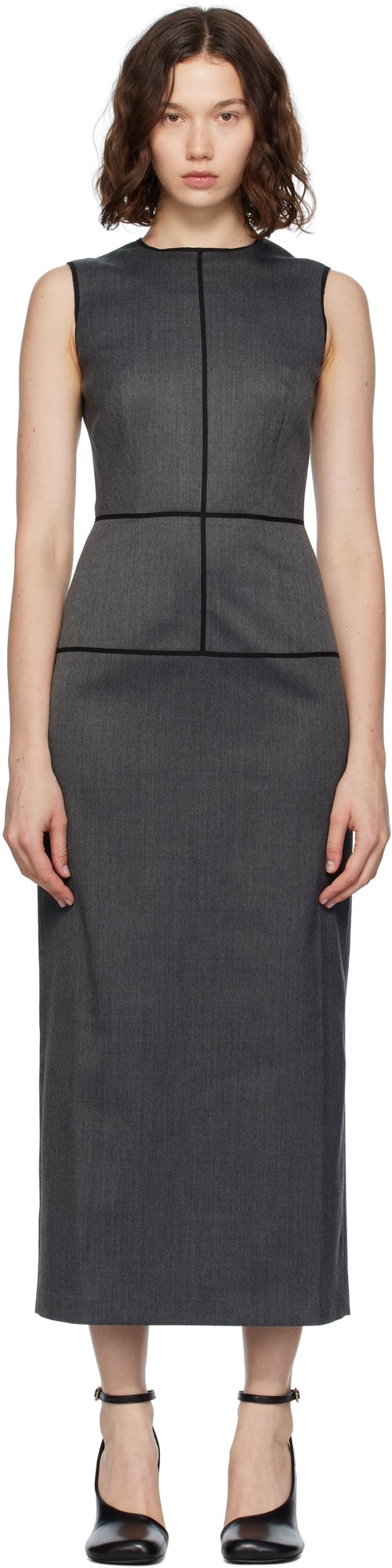 MM6 Maison Margiela Gray Raw Edge Midi Dress - Dark Grey Melan - S52DG0029S47848860M