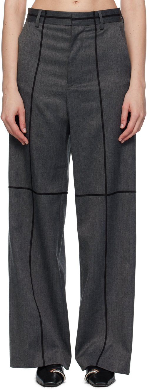 MM6 Maison Margiela Gray Tailoring Wool Trousers - Dark Grey Melan - S52KA0543S47848860M