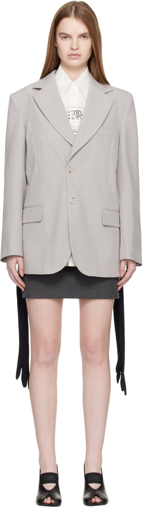 MM6 Maison Margiela Gray Wool-Blend Blazer - Pale Grey - S52BN0147 M35436858