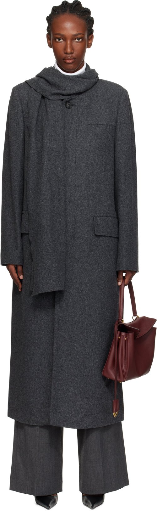 MM6 Maison Margiela Gray Wool Coat - Dark Grey Melan - SH0AA0012M35473860M