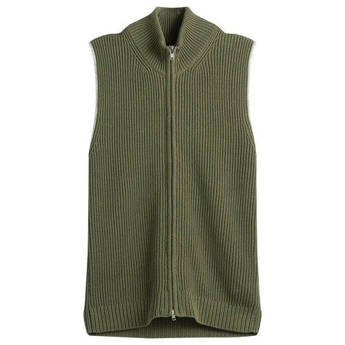 MM6 Maison Margiela Knitted Ribbed Zip Vest - Kaki - SH2FB0032-M13271-693