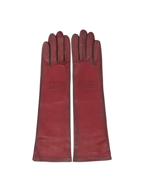 MM6 Maison Margiela Burgundy Agnelle Edition Mid-Length Leather Gloves - Red - S62TS0080 M07014248