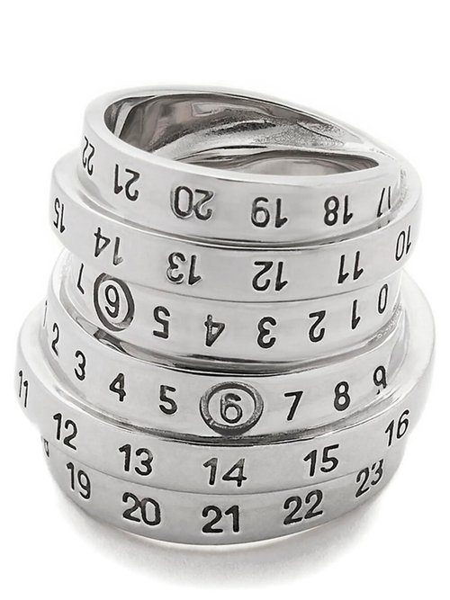 MM6 Maison Margiela Minimal Numeric Ring - Palladio Buratta - SM6UQ0102P6627956