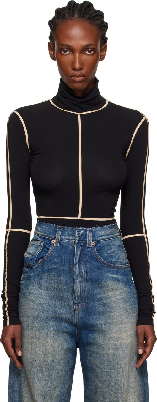 MM6 Maison Margiela Long-Sleeve Bodysuit - Black - S52NA0072 M20125900