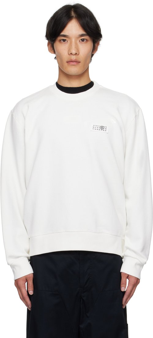 MM6 Maison Margiela Off-White Logo Patch Sweatshirt - Off White - SH2GU0025 M25024