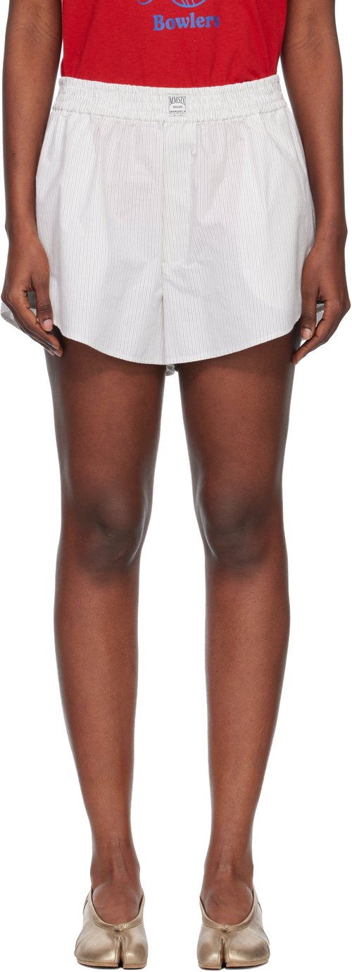 MM6 Maison Margiela Off-White Poplin Cotton Shorts - Off White/Grey - S52MU0134M35730001F