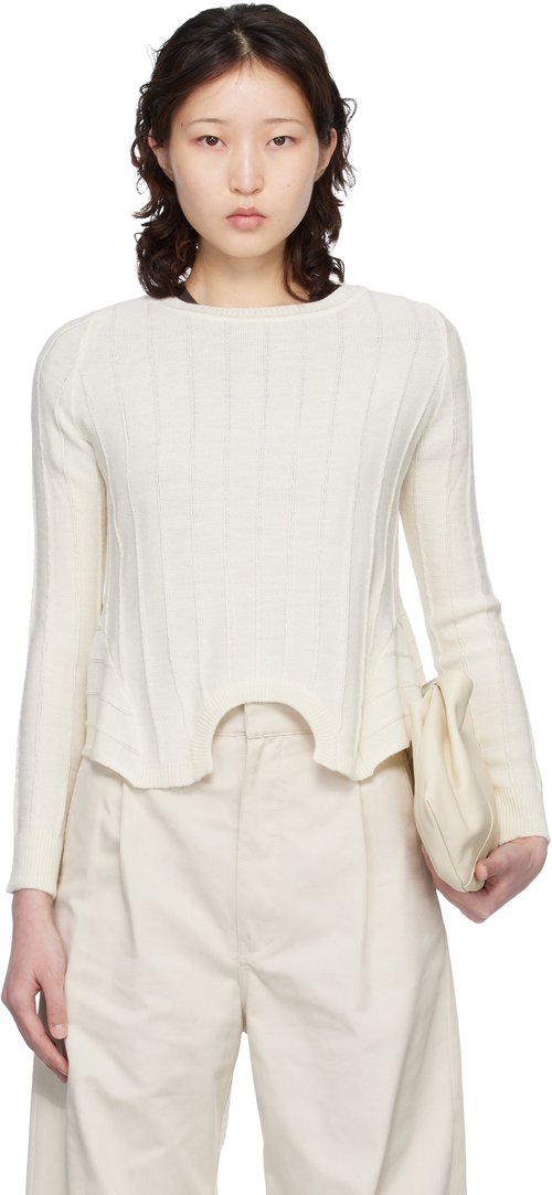MM6 Maison Margiela Off-White Upside Down Sweater - Off White - S52HL0059 M13212102