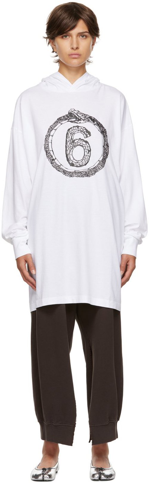 ★MM6 Maison Margiela★ Cotton Hooded Dress White S62CT0224S MM6 Maison Margiela Oversized Hooded Minidress 'White