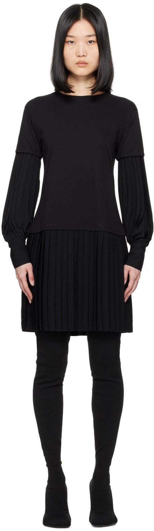 MM6 Maison Margiela Paneled Minidress - Black/Black - S52DA0048 MTJ009961