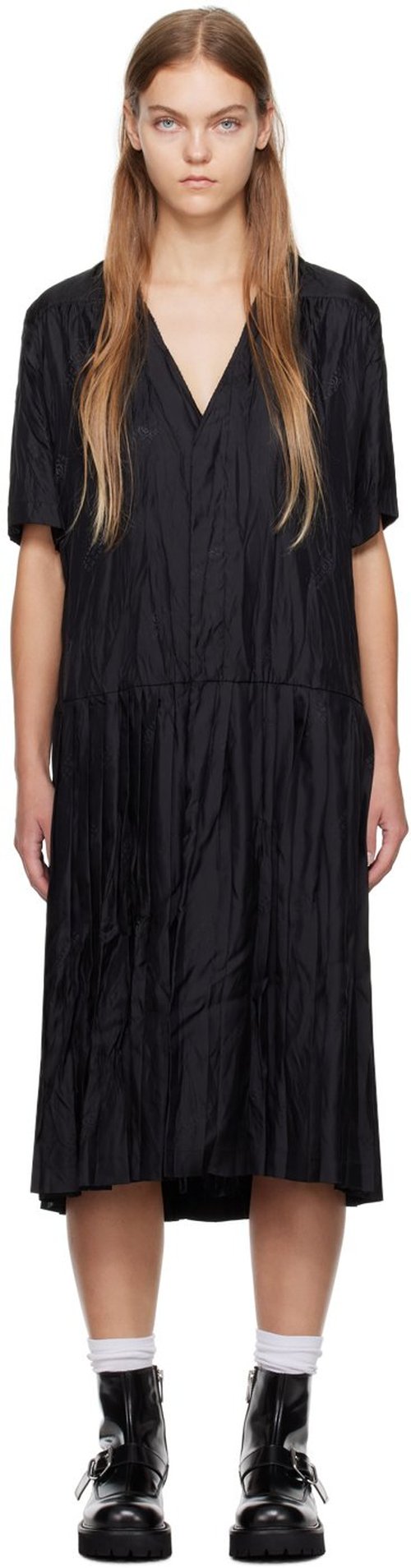 MM6 Maison Margiela Pleated Midi Dress - Black - S62DD0020S78374900J
