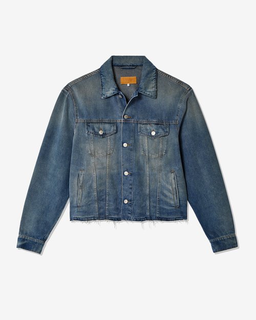 MM6 Maison Margiela Raw Cut Denim Jacket 'Grey Blue' - SH0AM0047