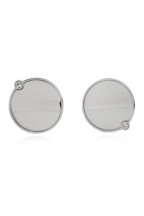 Mm6 Maison Margiela Round Earrings With Engraved Logo - SM7VG0096P8605 951 POLISHED PALLADIO