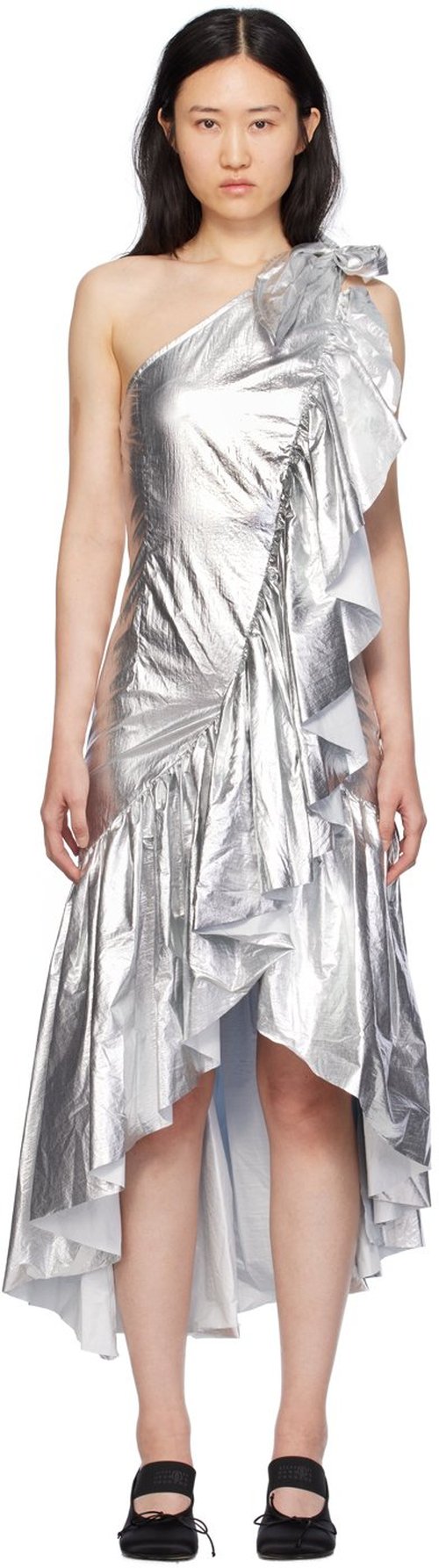MM6 Maison Margiela Ruffles Midi Dress - Silver - S52DD0029 S78538905