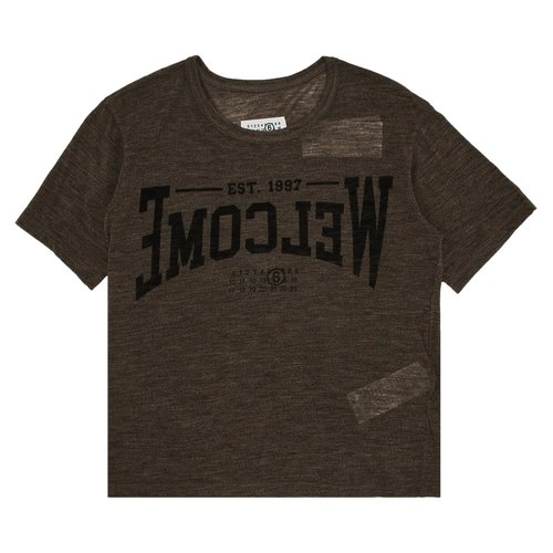 MM6 Maison Margiela Sheer Wool Jersey T-Shirt | Brown | Size L - SH0GC0055 M20123 809