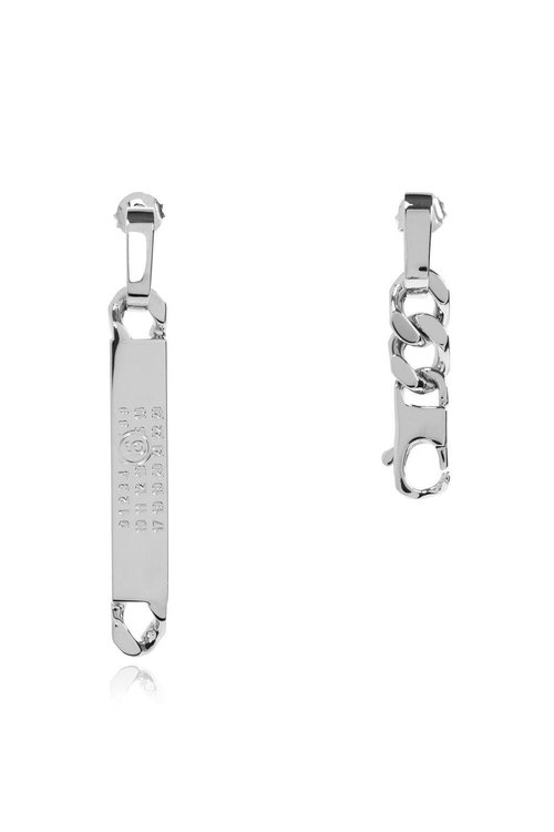 MM6 Maison Margiela Silver Chain Earrings - Polished Palladi - SM6VG0099P8371951