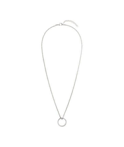 MM6 Maison Margiela Silver Minimal Logo Pendant Ring Necklace - Polished Slvr/Rd - SM6UU0048P7351969