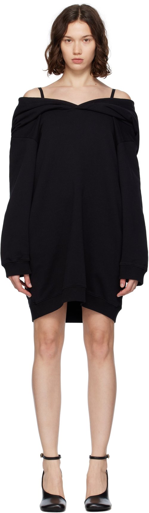 MM6 Maison Margiela Sweatshirt Minidress - Black - S52DD0074 M25014900