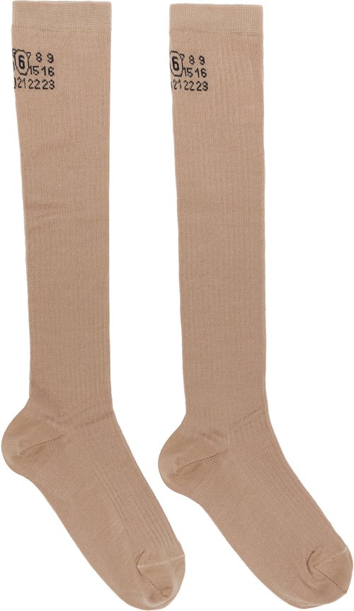 MM6 Maison Margiela Tan Knee-High Socks - Dark Beige - S52TL0038 M13244124