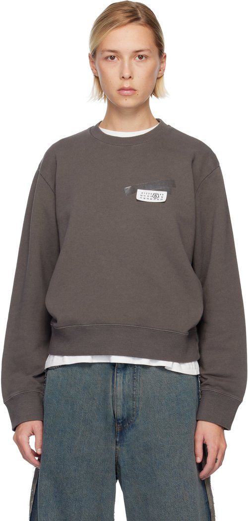 MM6 Maison Margiela Taupe Taped Patch Sweatshirt - Grey - S62GU0143 M25024810