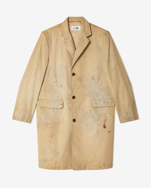 MM6 Maison Margiela Paint Splatter Trench Coat - Beige - SH2AH0007 S78537 113