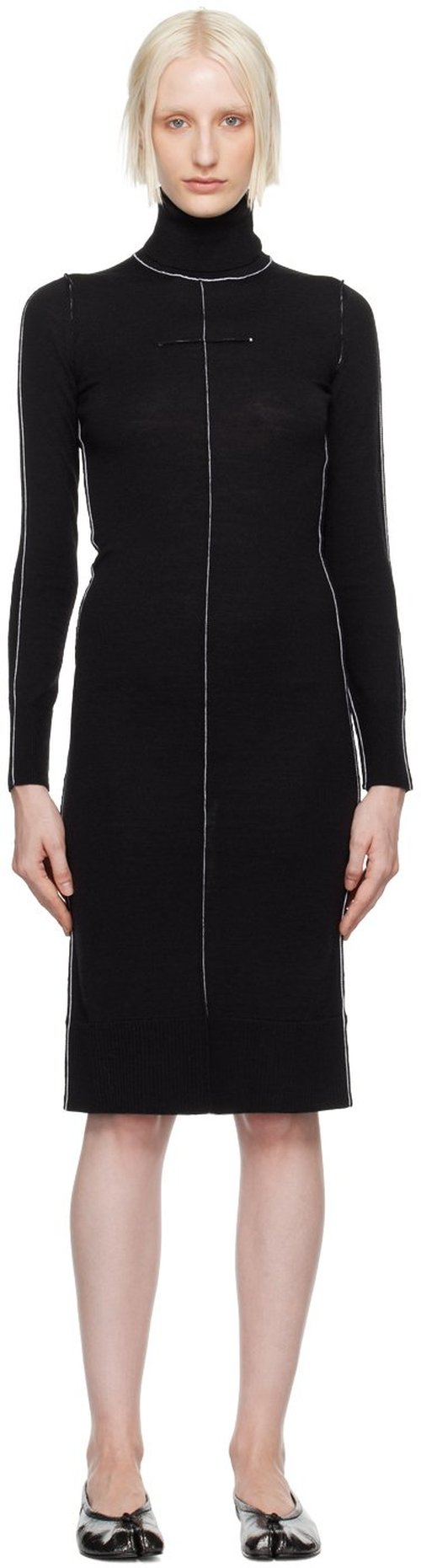 MM6 Maison Margiela Turtleneck Midi Dress - Black - S52DG0019 M13037900