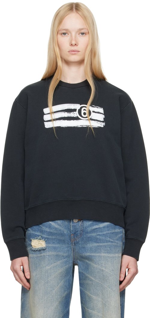 MM6 Maison Margiela Unbrushed Sweat Jersey Sweatshirt - Black - S62GU0139 M25004900