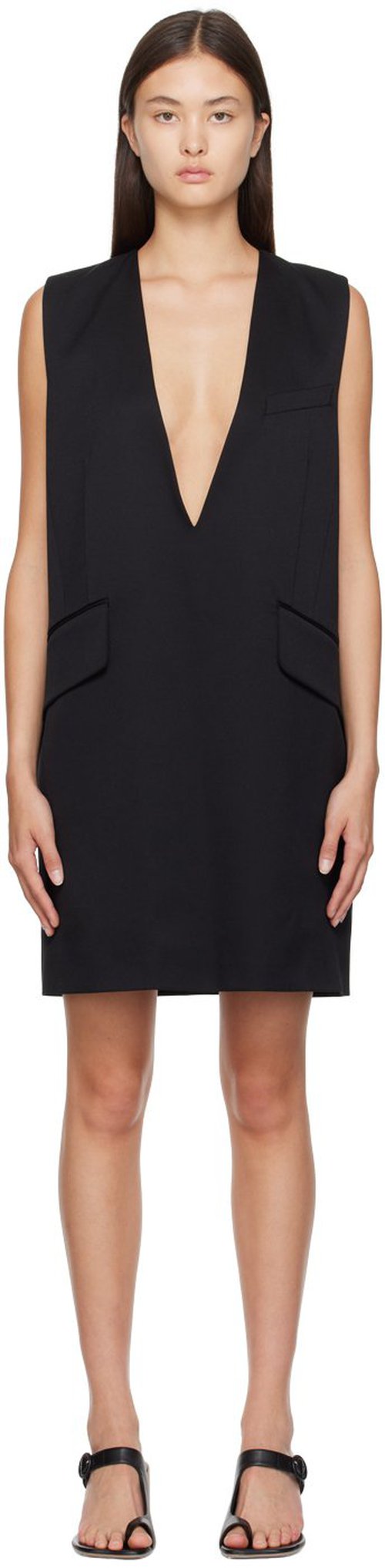 MM6 Maison Margiela V-Neck Minidress - Black - S52DA0016 S47848900