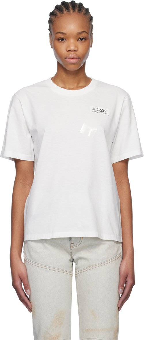 その他 MM6 Maison Margiela S52GC0336 M20048 shirt 'Off White' - MM6 Maison Margiela White Taped Logo T
