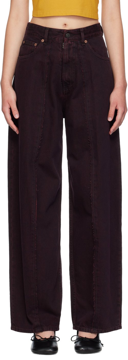 MM6 Maison Margiela Wide-Leg Jeans - Burgundy - S52LA0264 M30032227