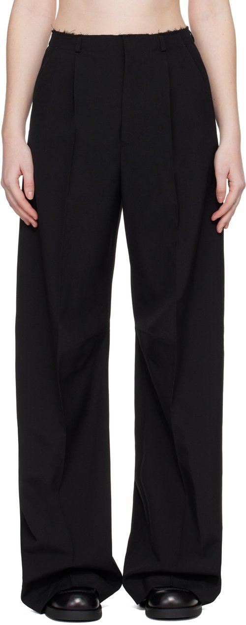 MM6 Maison Margiela Wool Wide Leg Trousers - Black - S52KA0555 M35436900