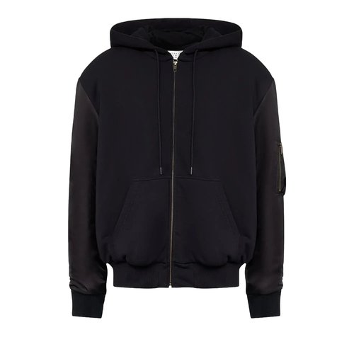MM6 Maison Margiela Zip Hoodie With Nylon Sleeves - SH0AM0075 MTJ043 961