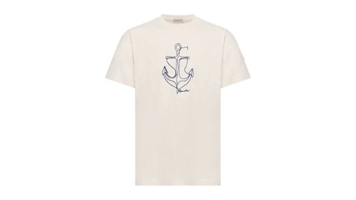 Moncler Anchor Print Short Sleeve T-Shirt - Gardenia - L10918C0005389B8U035