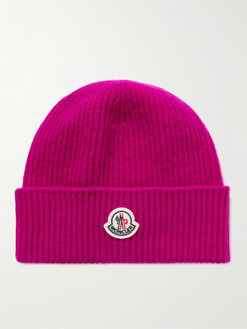 Moncler Appliquéd Ribbed Virgin Wool and Cashmere-Blend Beanie - 560 - 3B00050M1900560