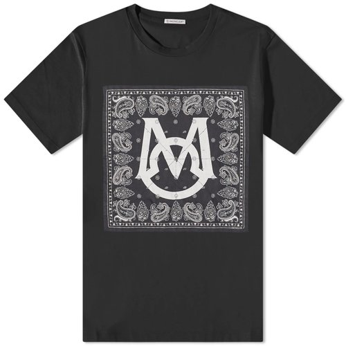 Moncler Bandana Print T-Shirt - Black - 8C00089A2F06999