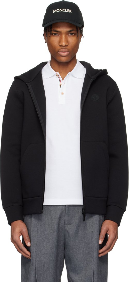 Moncler Black Cotton & Neoprene Zip-Up Hoodie - - Black - K10918G0000589ATP999