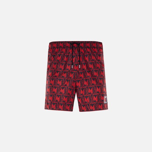 Moncler Boxer Mare All Over Logo - Red - 2C7110054AQH