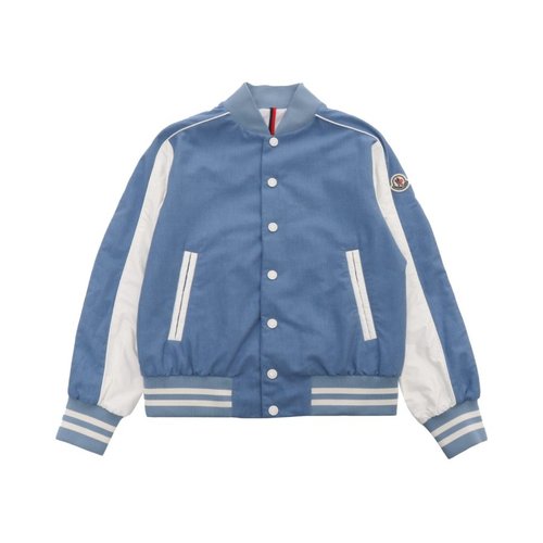 Moncler Button-Up Denim Bomber Jacket - Blue - J19541A00110-597ML-71O