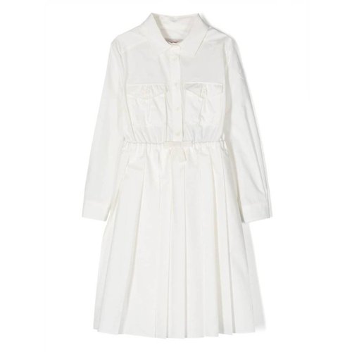 Moncler Cotton Poplin Long-Sleeve Shirt Dress - White - I19542G00001-54AH4-031