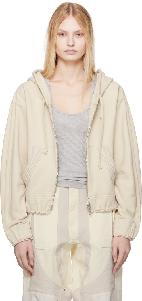 Moncler Genius Moncler x Willow Smith Zip-Up Eyelet Cotton Hoodie - Beige - J209T 8G00001 -