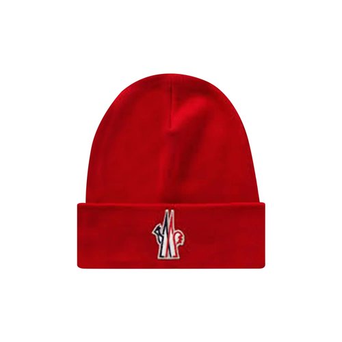 Moncler Grenoble Logo Patch Beanie - 003311FW2107MGLPBRRED