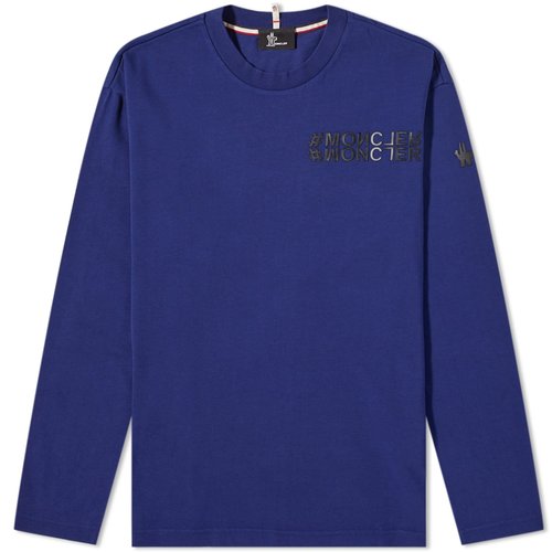 Moncler Grenoble Long Sleeve Tonal Logo T-Shirt - Blue - 8D0000183927741